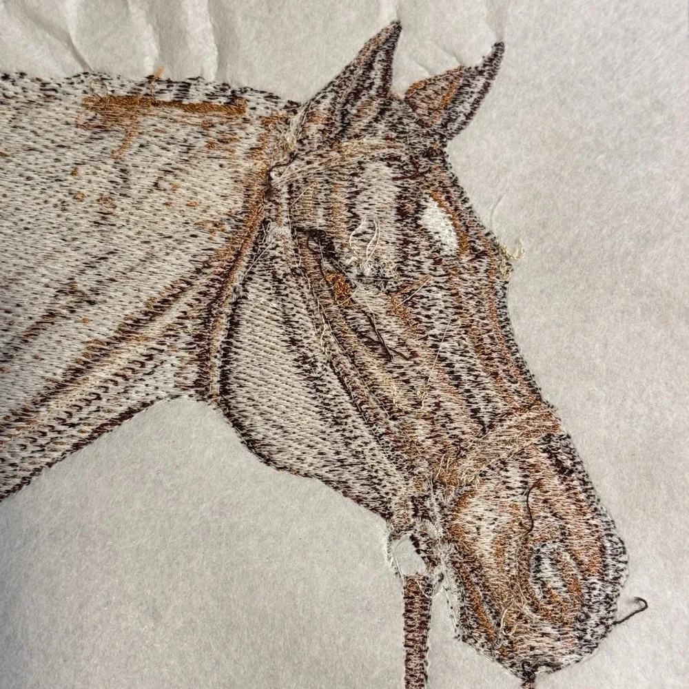 VTG Thoroughbred Horse Head Handmade Embroidery Patch Western Equestrian Sew On